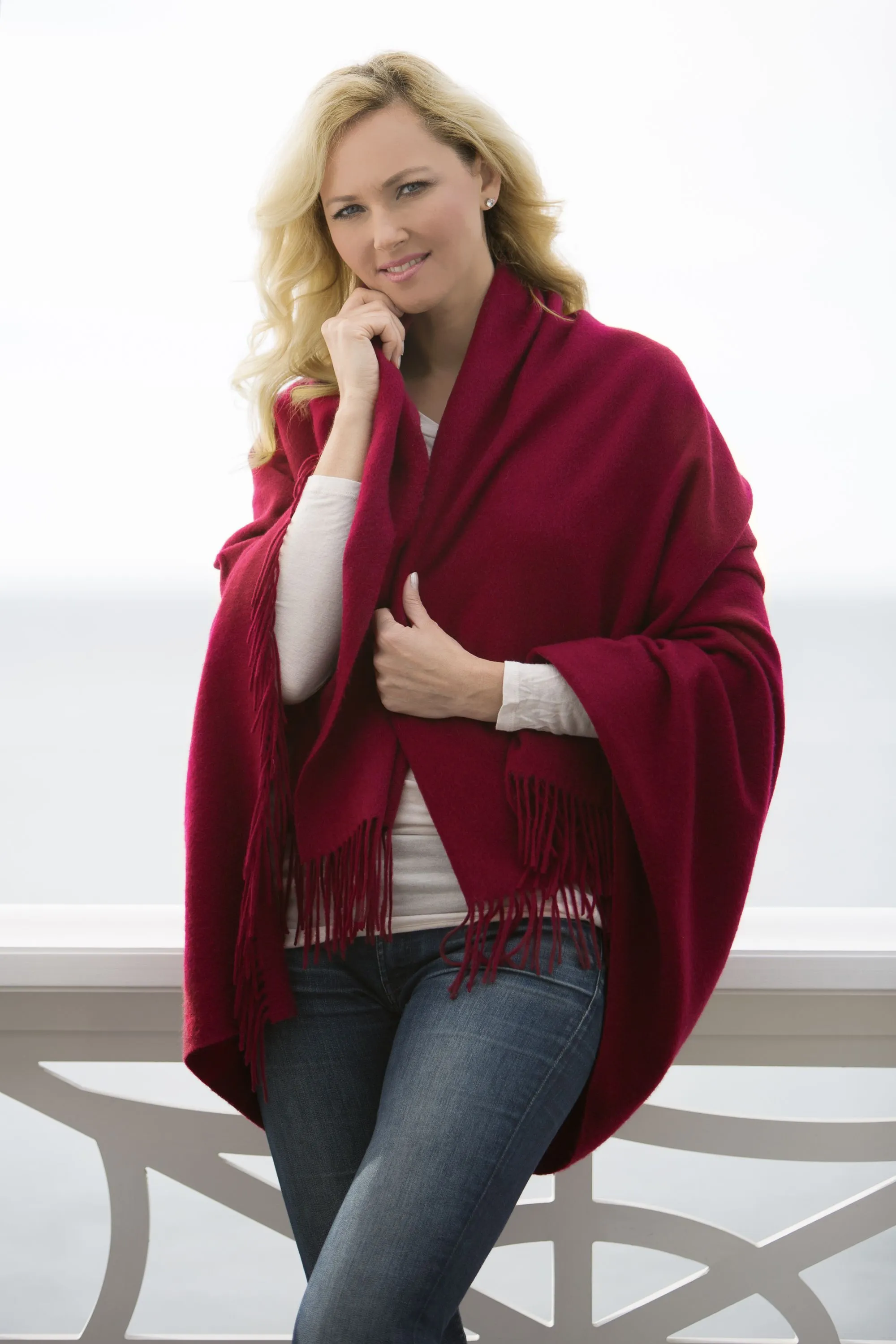 100% Pure Cashmere Fringe Throw Blanket with Gift Box