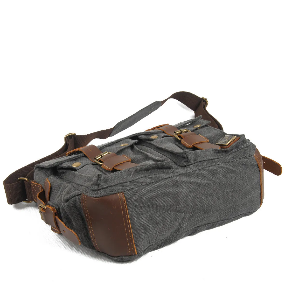 14'' Canvas And Leather Messenger Bag Mens Canvas Courier Bag Canvas Messenger Bags