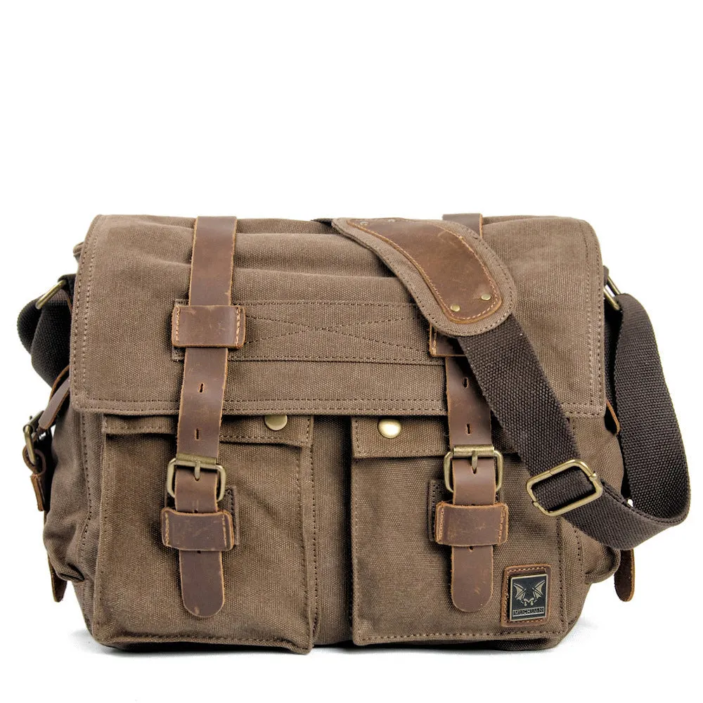 14'' Canvas And Leather Messenger Bag Mens Canvas Courier Bag Canvas Messenger Bags