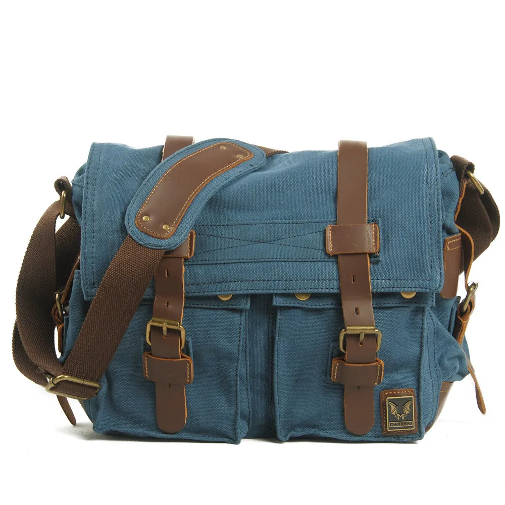 14'' Canvas And Leather Messenger Bag Mens Canvas Courier Bag Canvas Messenger Bags