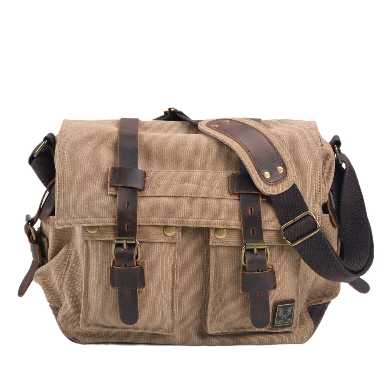 14'' Canvas And Leather Messenger Bag Mens Canvas Courier Bag Canvas Messenger Bags