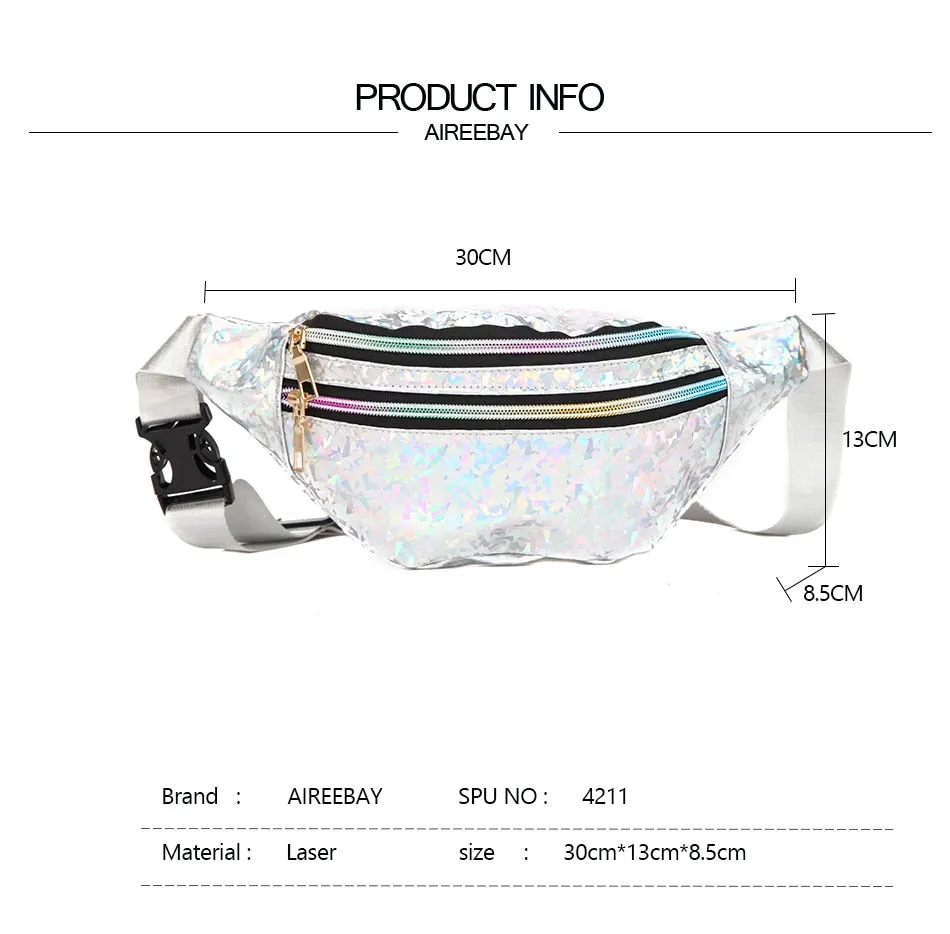 3 Zipper Hologram Bum Bag