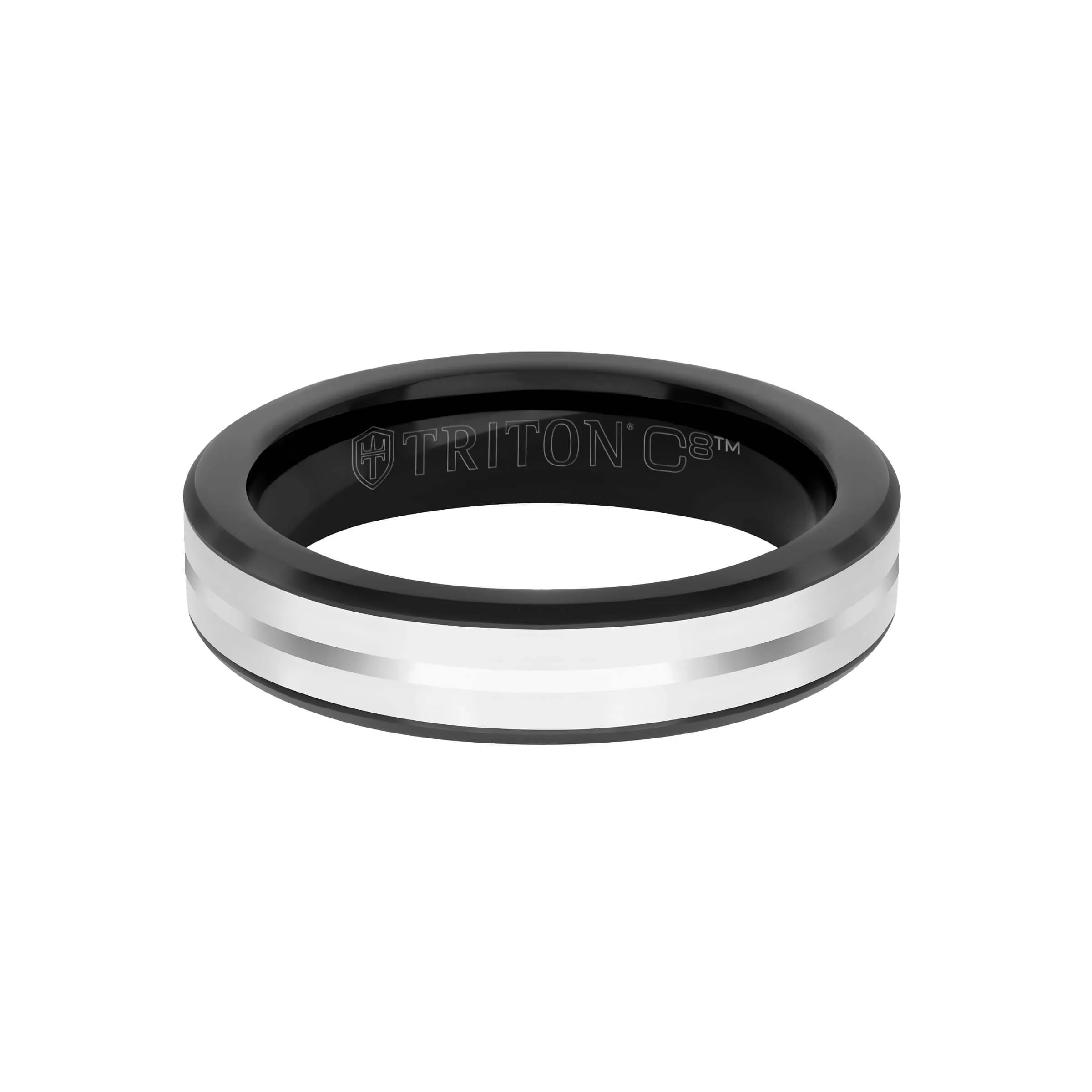 5MM Tungsten Carbide Ring - Ceramic C8 Inlay with Center Line and Broken Edge