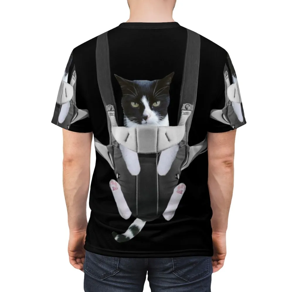 Adorable Cat in Baby Carrier Graphic T-Shirt