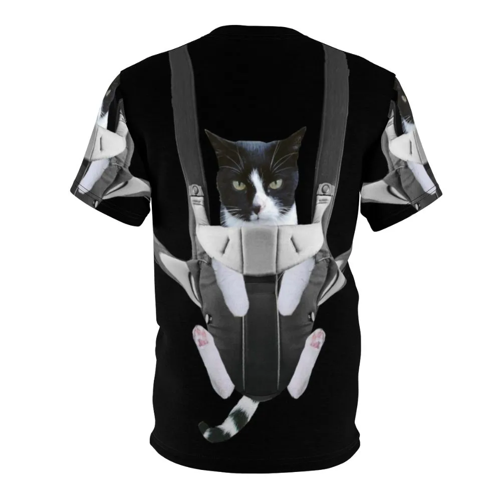 Adorable Cat in Baby Carrier Graphic T-Shirt