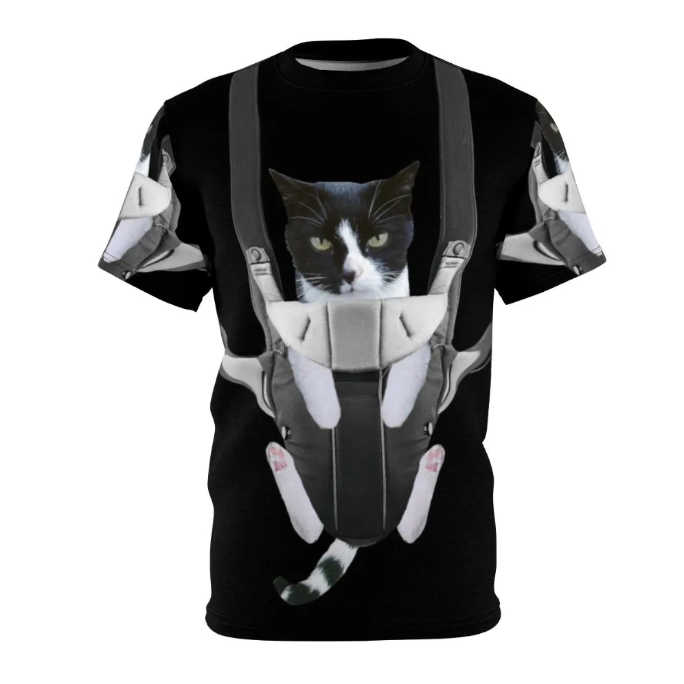 Adorable Cat in Baby Carrier Graphic T-Shirt