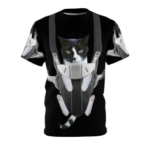 Adorable Cat in Baby Carrier Graphic T-Shirt