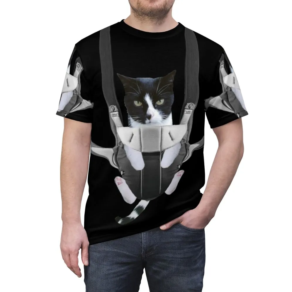 Adorable Cat in Baby Carrier Graphic T-Shirt