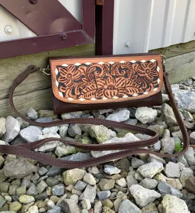 American Darling Brown Tooled Small Clutch Purse ADBGM102W