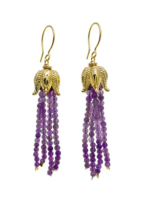 Amethyst Beaded Tassel Earrings JE028