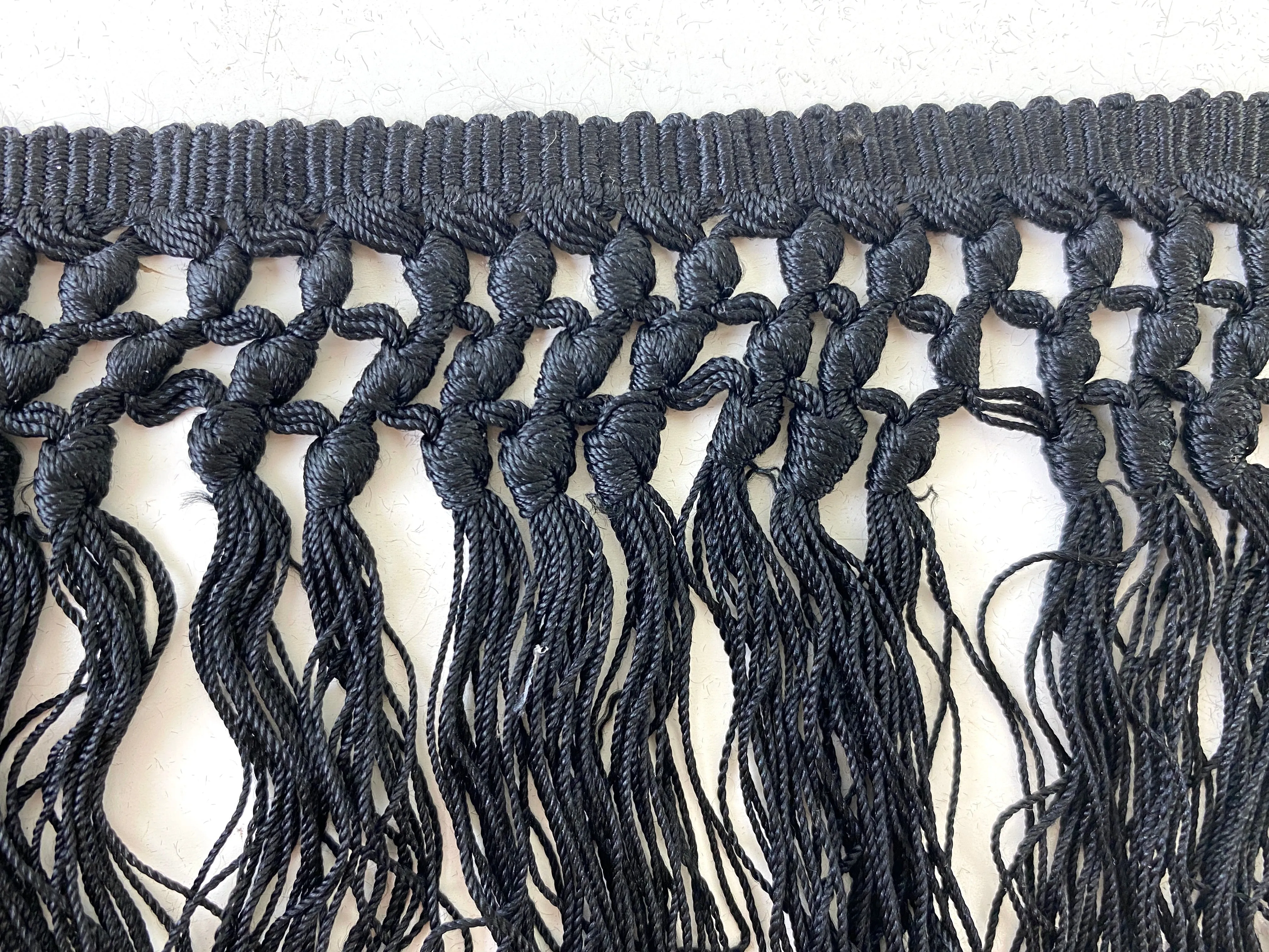 Antique Victorian Black Fringe Trim, 3.7m