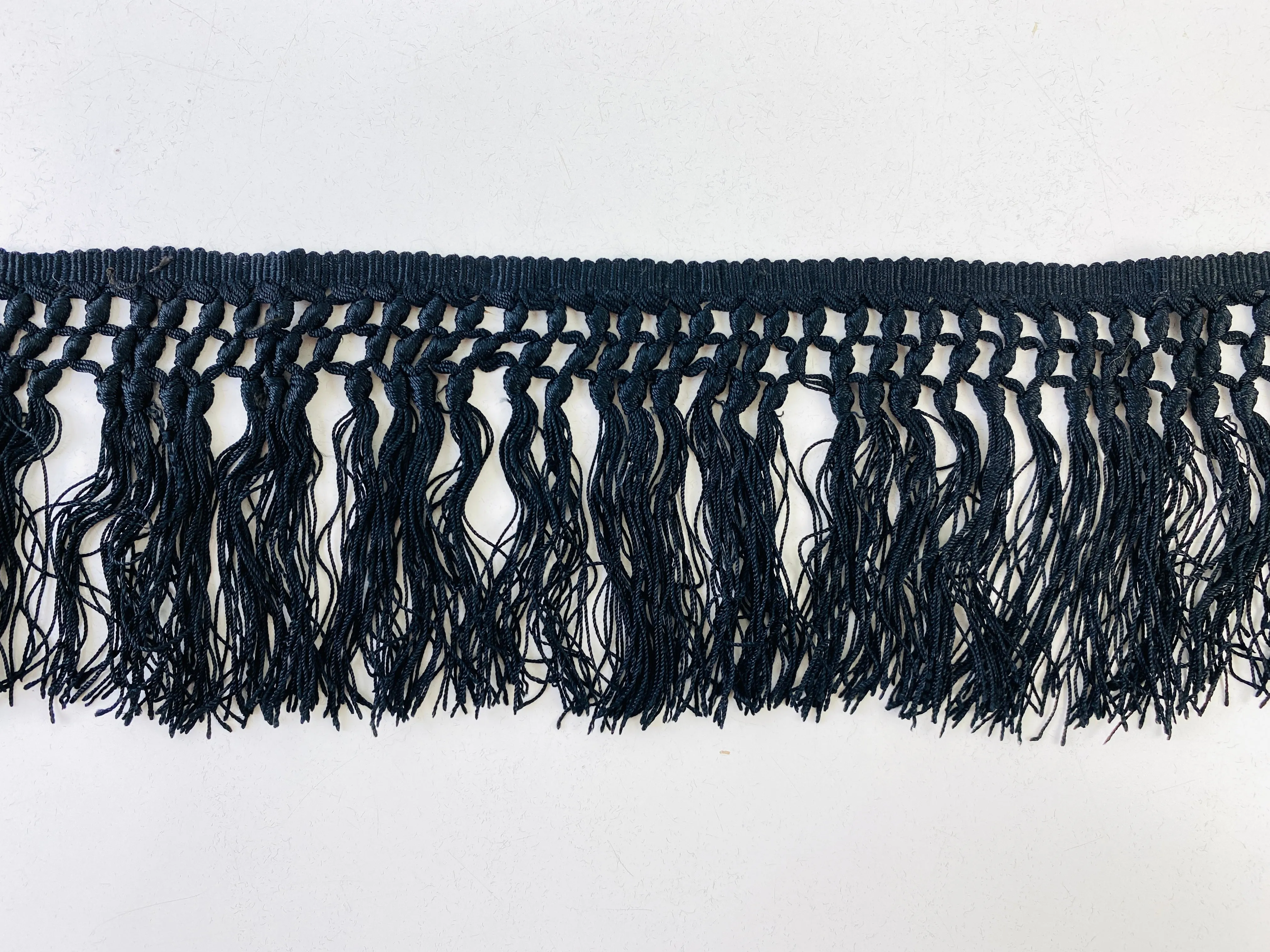 Antique Victorian Black Fringe Trim, 3.7m