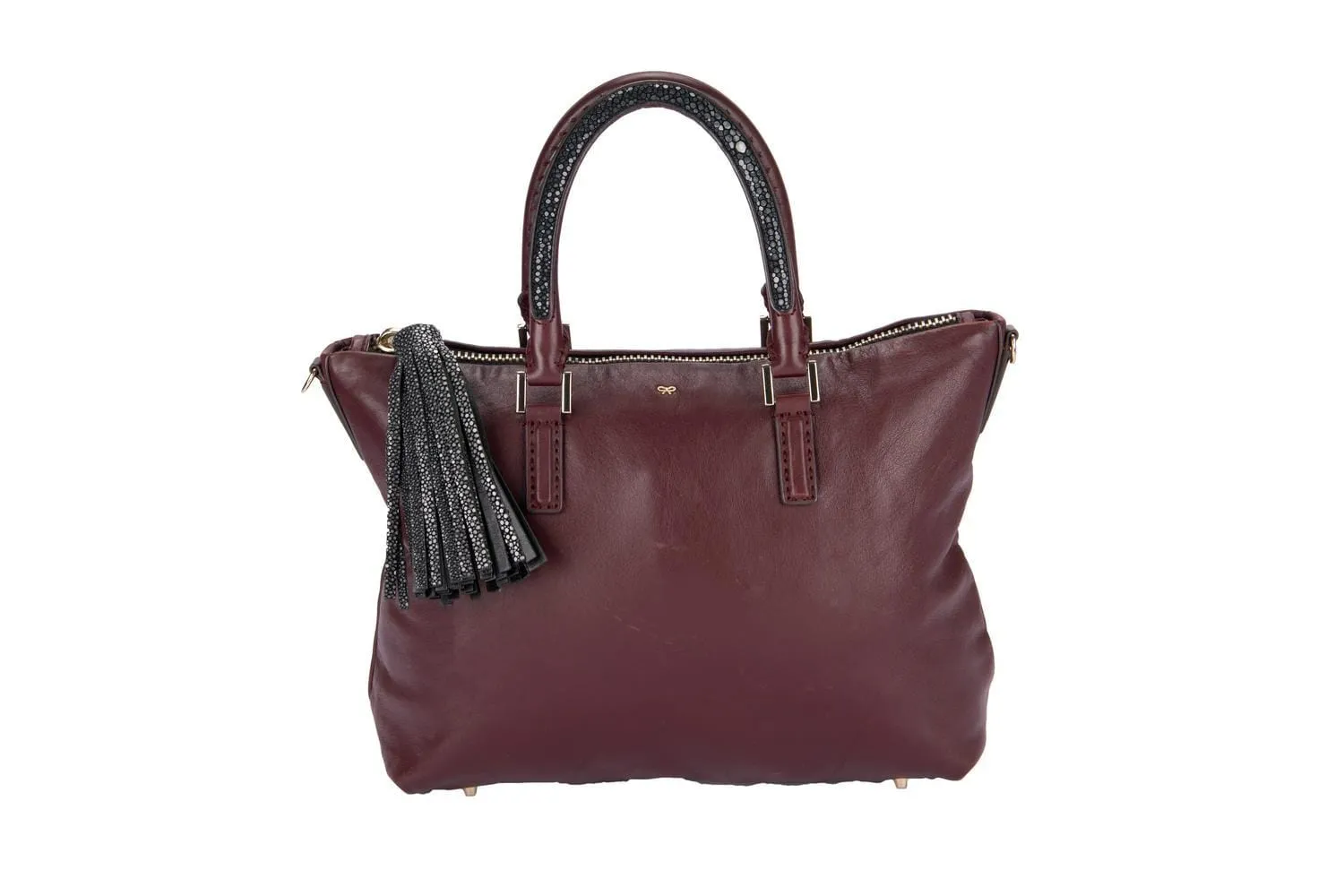 Anya Hindmarch Burgundy Leather Tote Bag