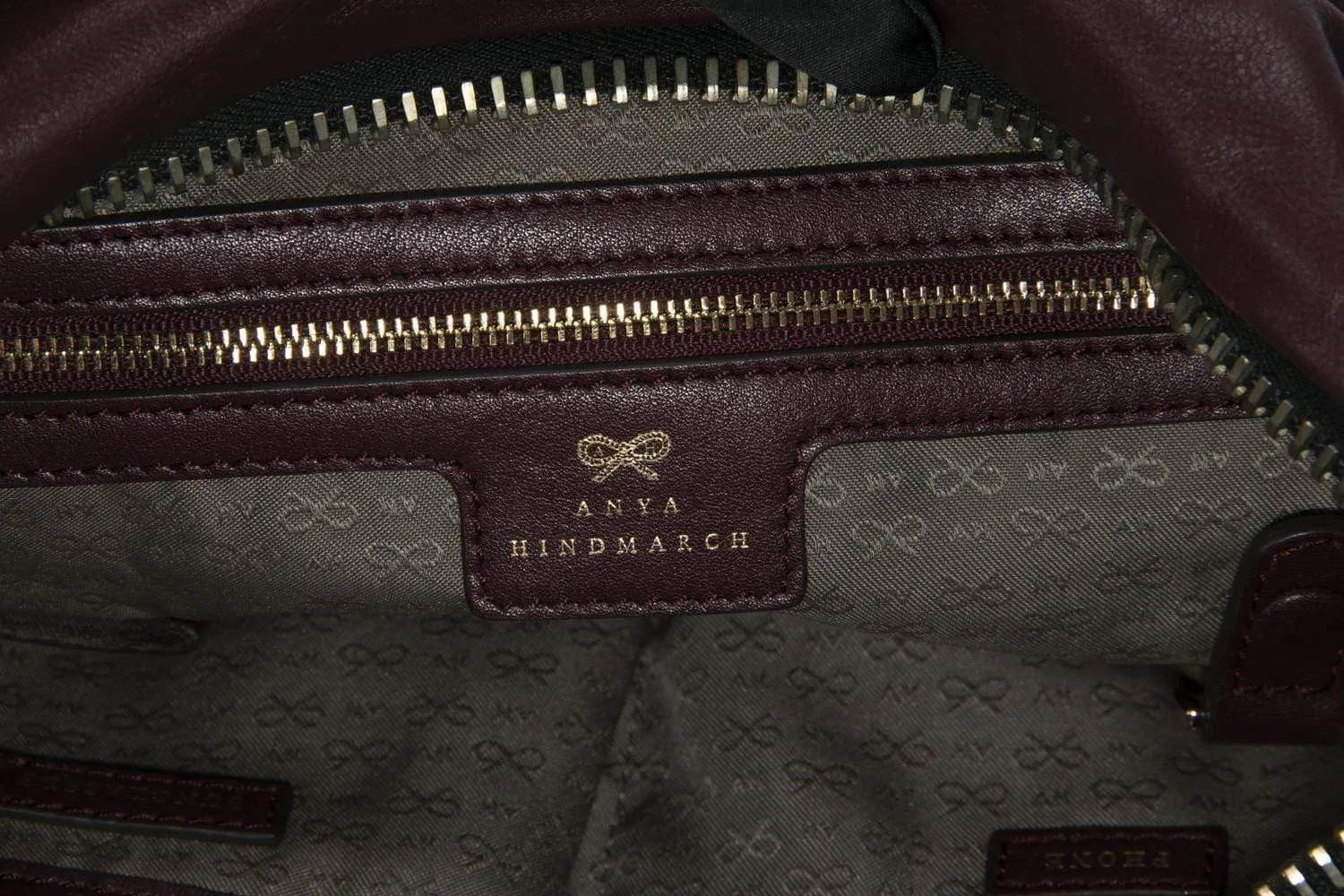 Anya Hindmarch Burgundy Leather Tote Bag