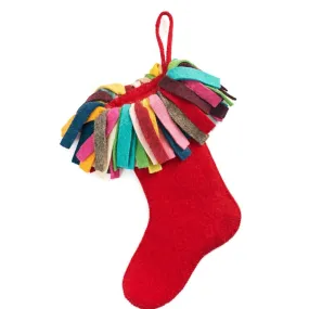 Arcadia Home - Hand Felted Wool Christmas Stocking - Red with Fringe