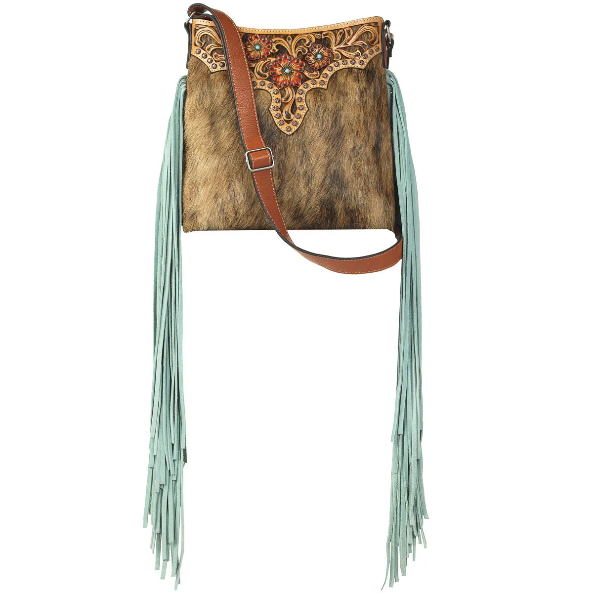 Ariat Lorelei Calf Hair Tooled Crossbody - Tan