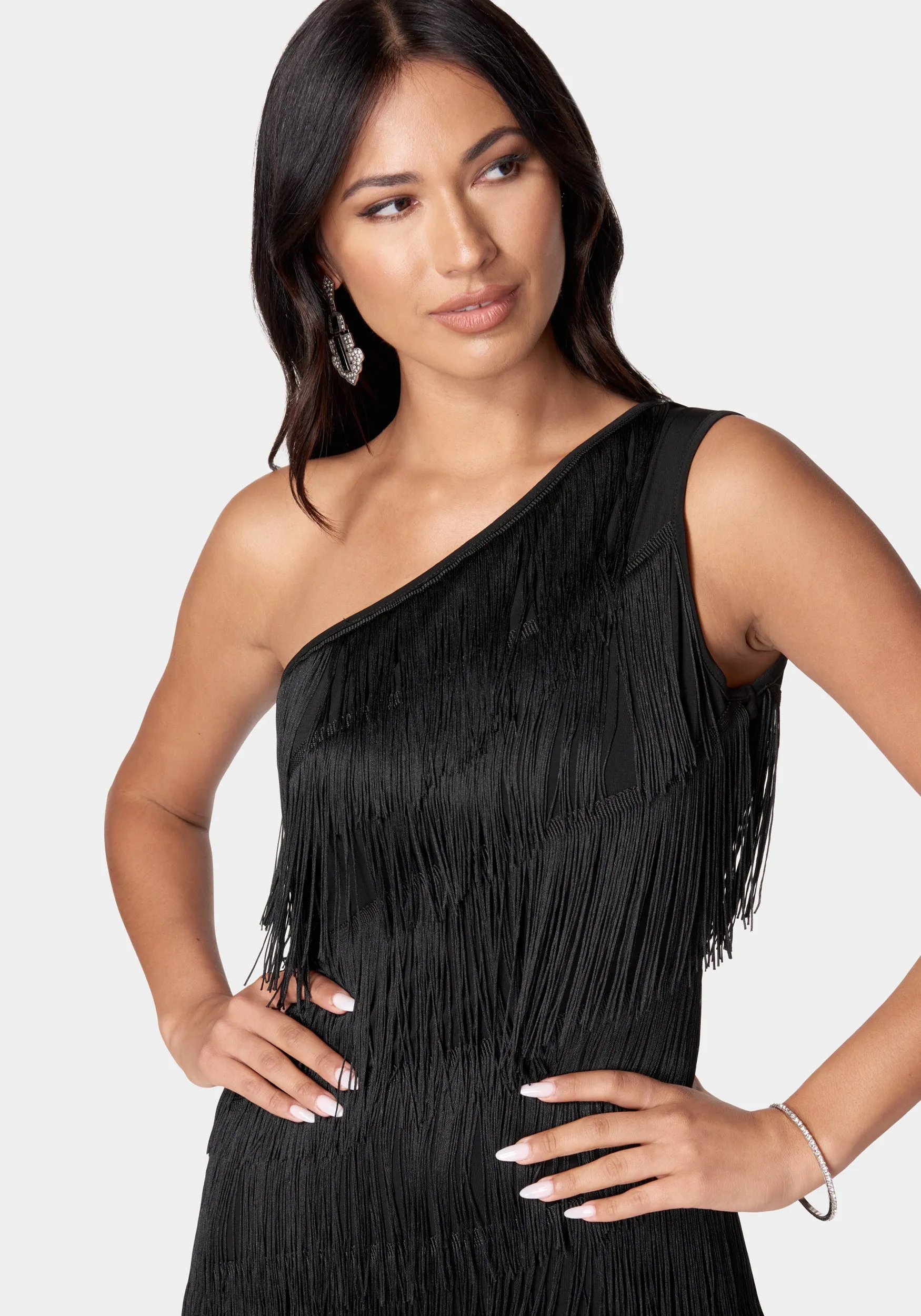 Asymmetrical Tiered Fringe Dress