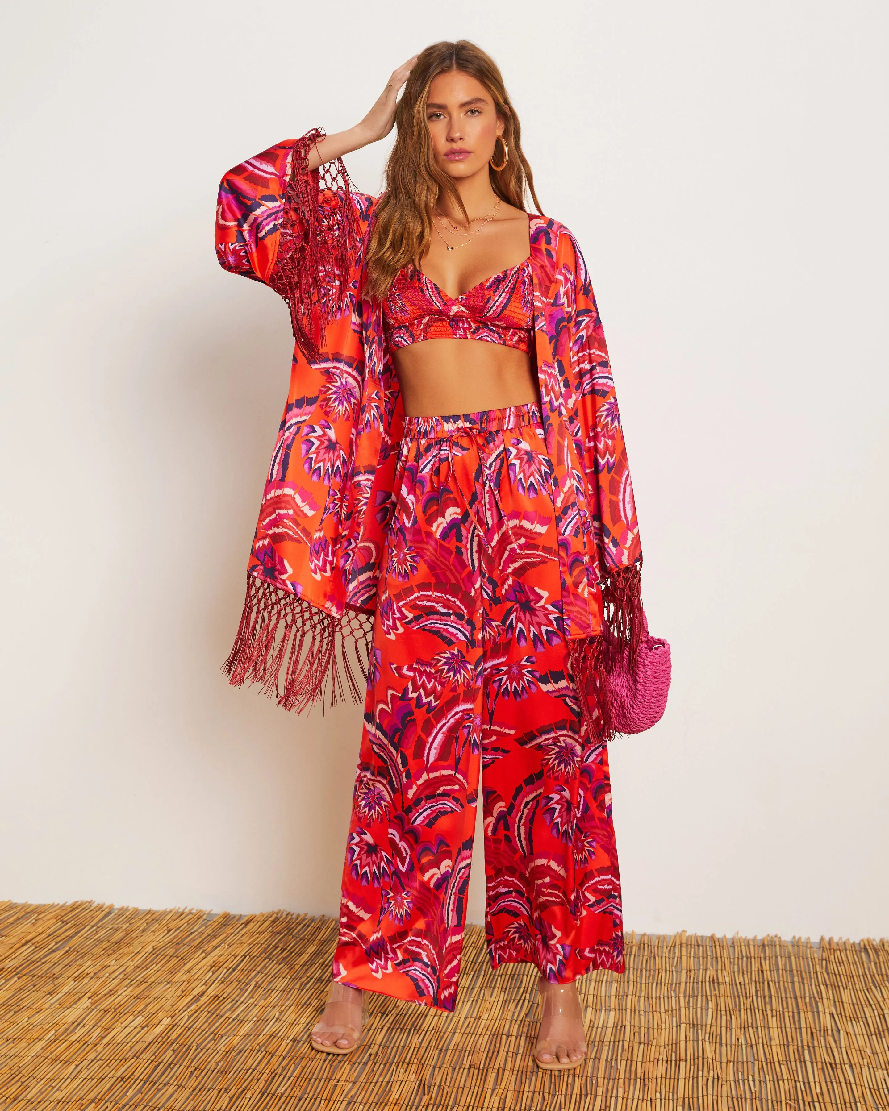 Azra Tropical Fringe Kimono