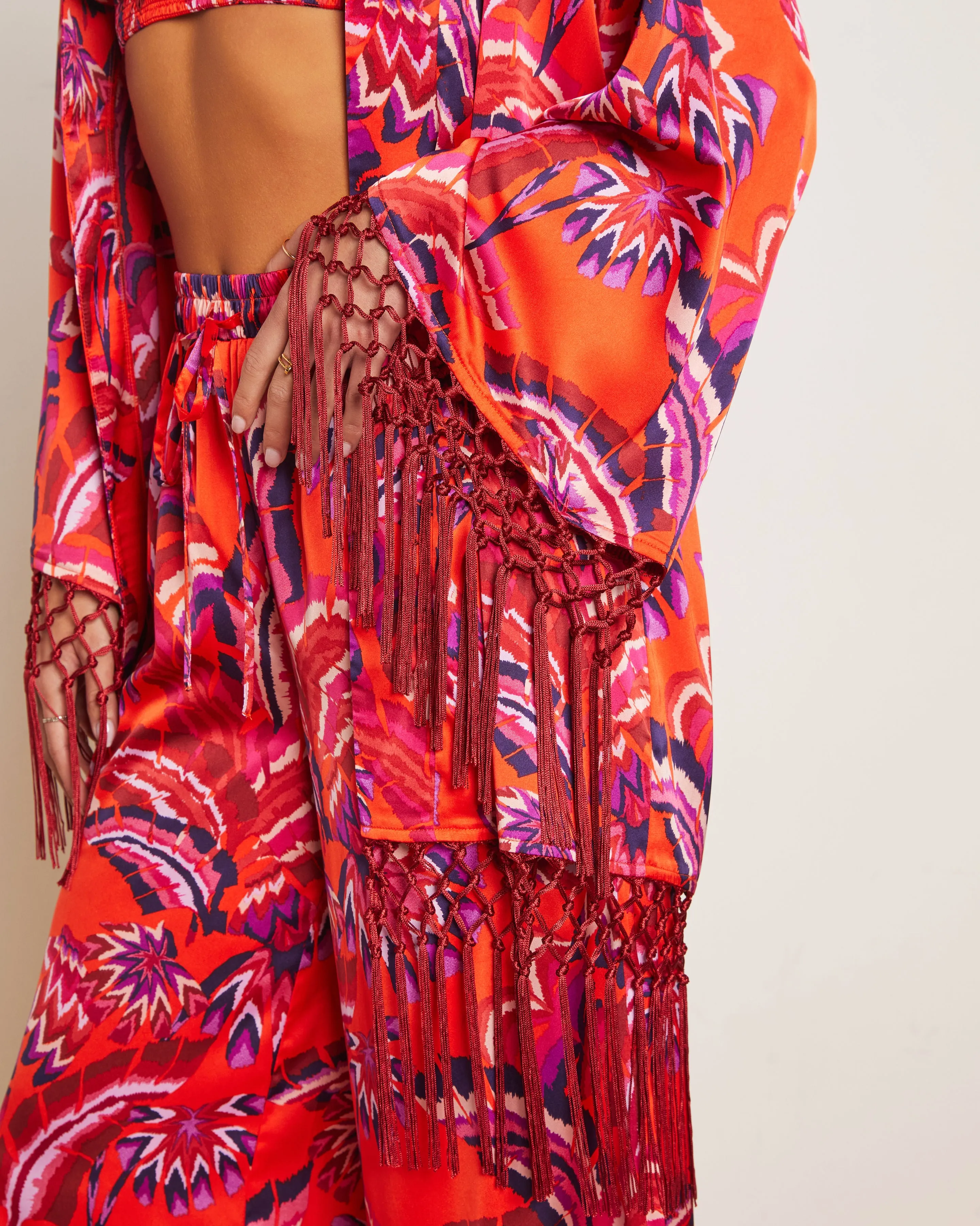 Azra Tropical Fringe Kimono