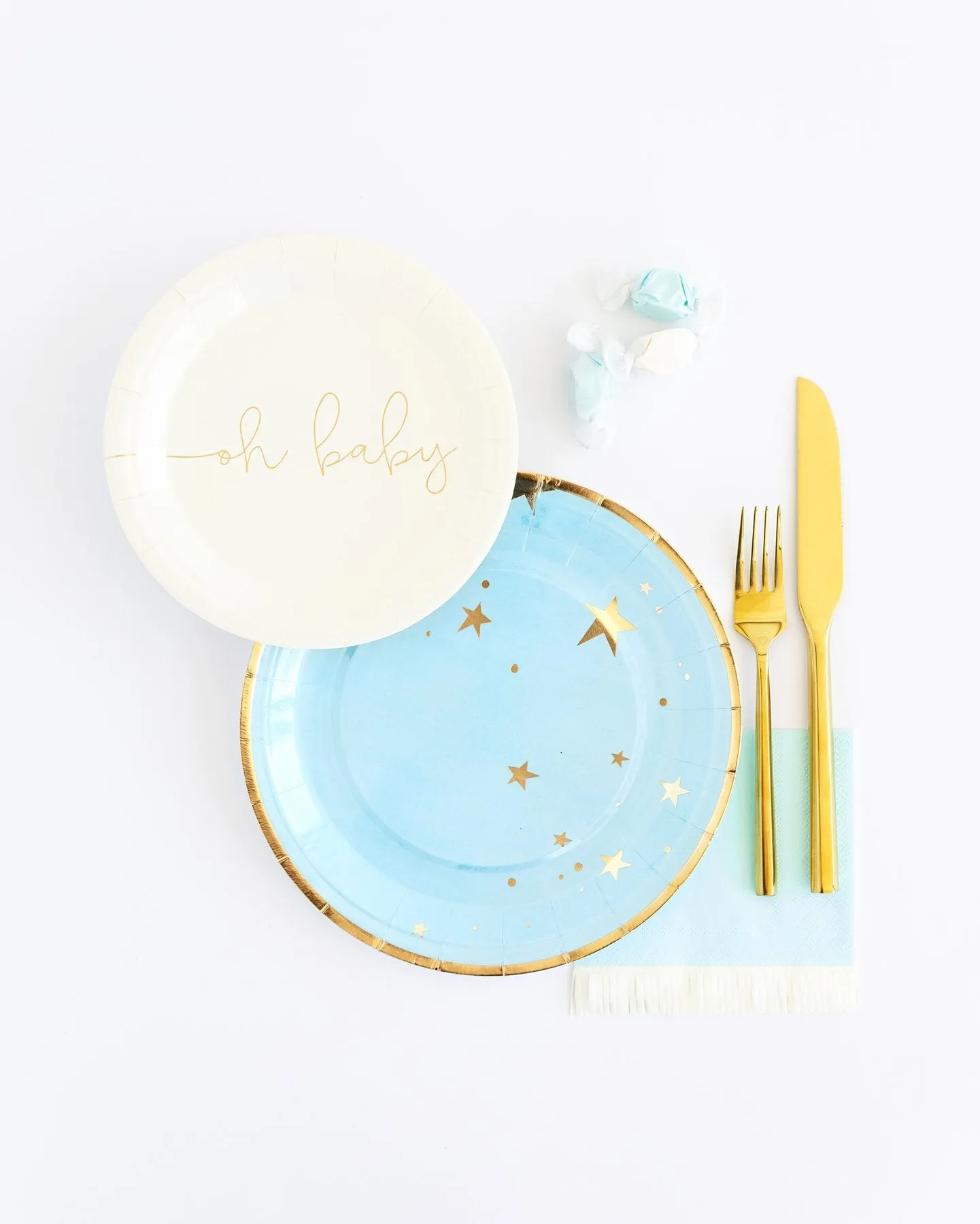 Baby Blue Fringed Cocktail Napkin