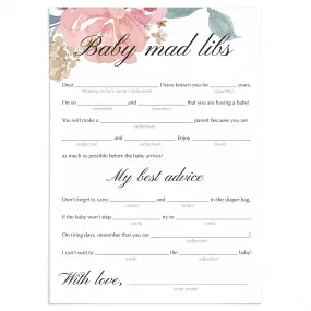 Baby Shower Mad Libs Printable Blush Floral