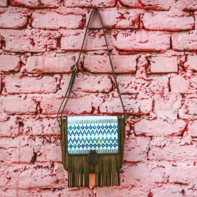 Batik Print Fringe Sling Bag (Emerald Brown)