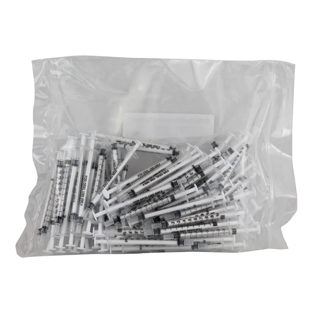 BD Oral Dispensing Syringe, 1 ml - Clear with Tip Cap, 100 ct