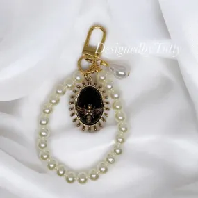 Bee pendant keychain | faux pearl| bag charm