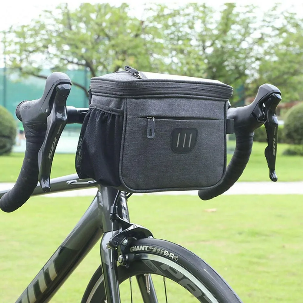 Bicycle Front Handlebar Bag Cycling Large 5L Frame Nylon Reflective Shoulder Bag Folding Handlebar Bag TPU Touch Screen