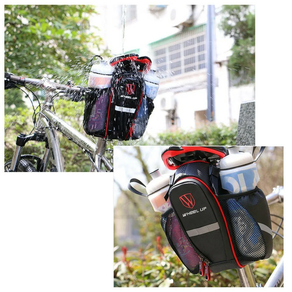 Bicycle Rear Rack Bag Bike Trunk Carrier Bag Cycling Pannier Saddle Bag with Dual Water Bottle Pockets