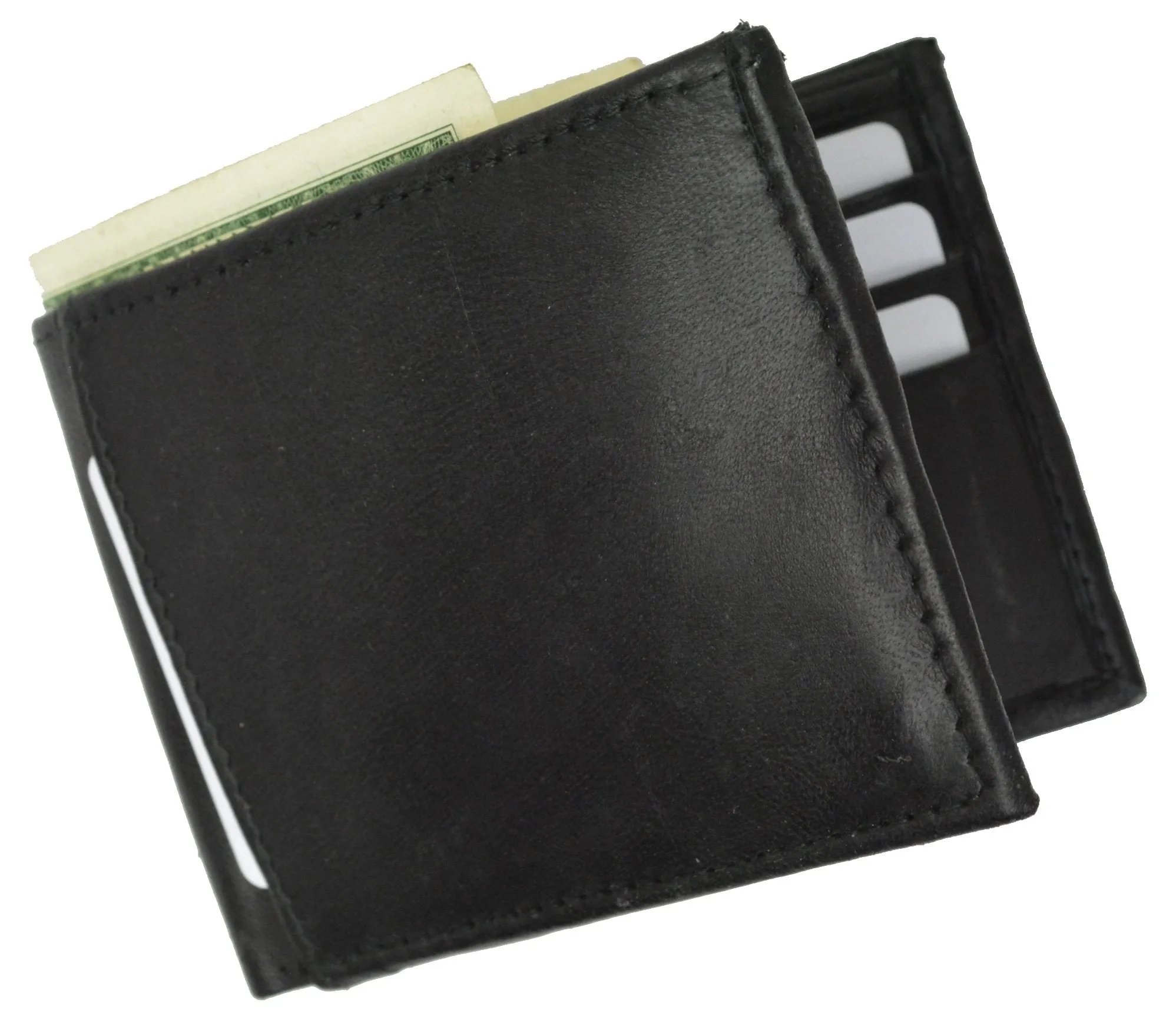 Bifold Men's Premium Leather Credit Card Holder Wallet with Outside ID P1358