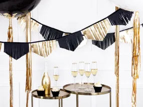 Black and Gold Fringe Paper Banner Garland