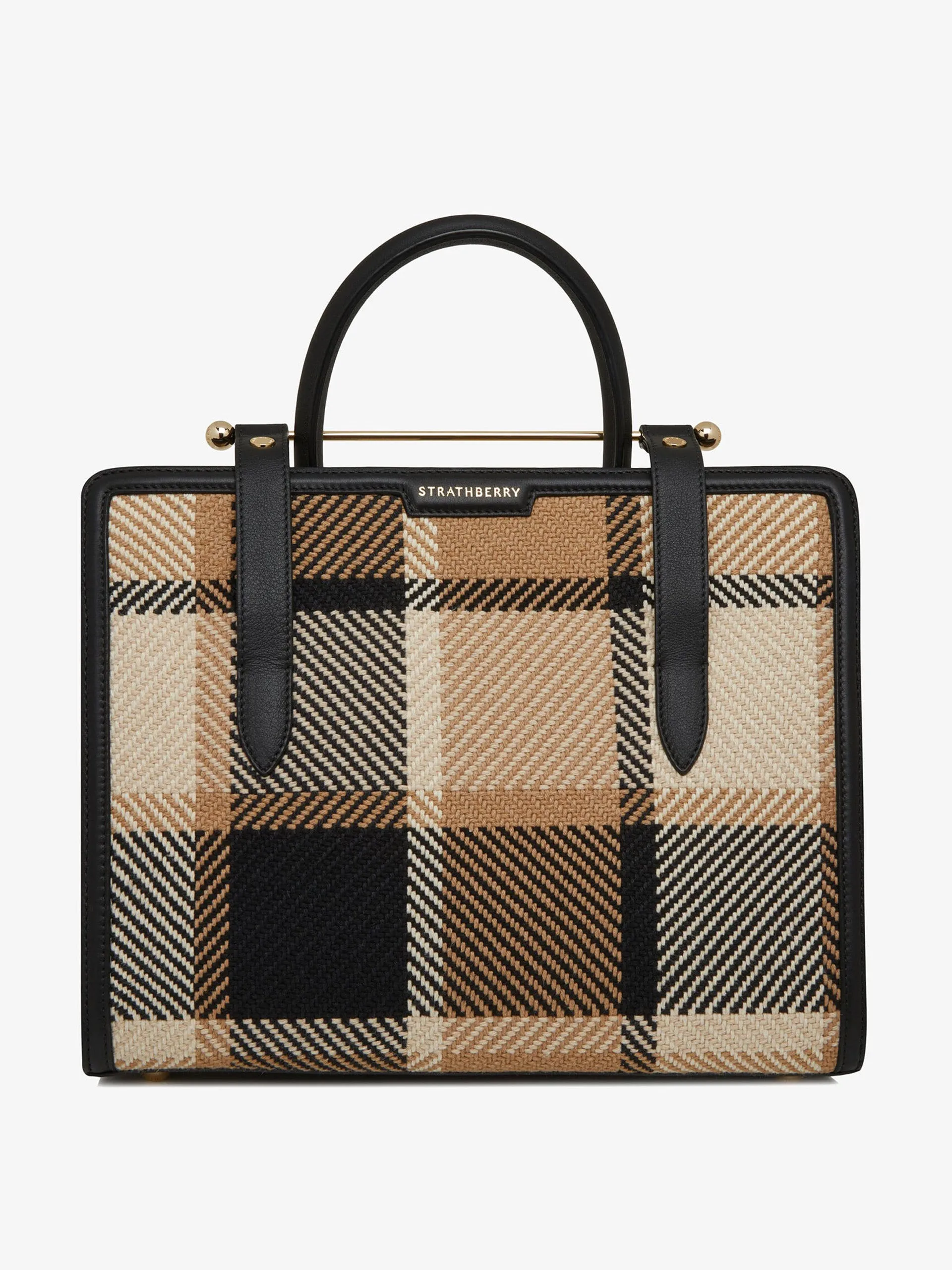 Black, camel tartan The strathberry midi tote bag