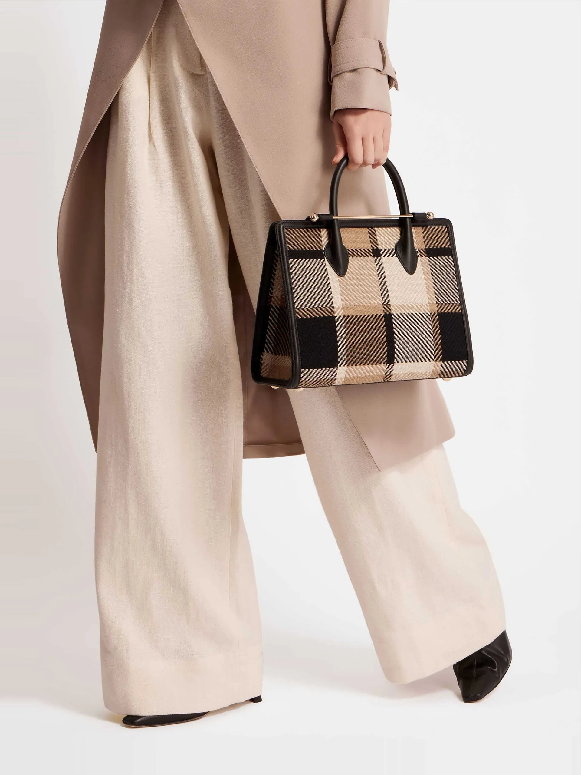 Black, camel tartan The strathberry midi tote bag