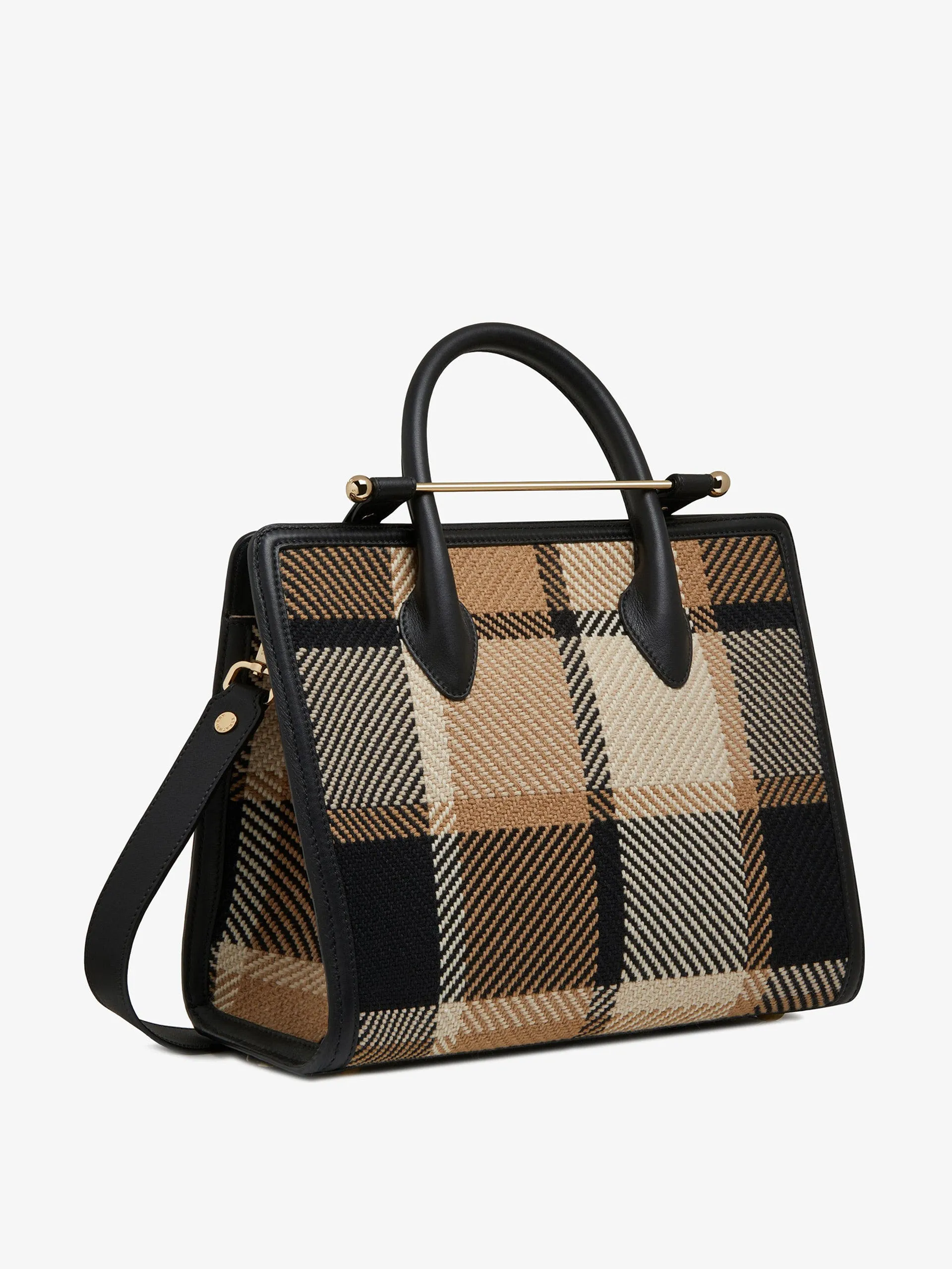 Black, camel tartan The strathberry midi tote bag