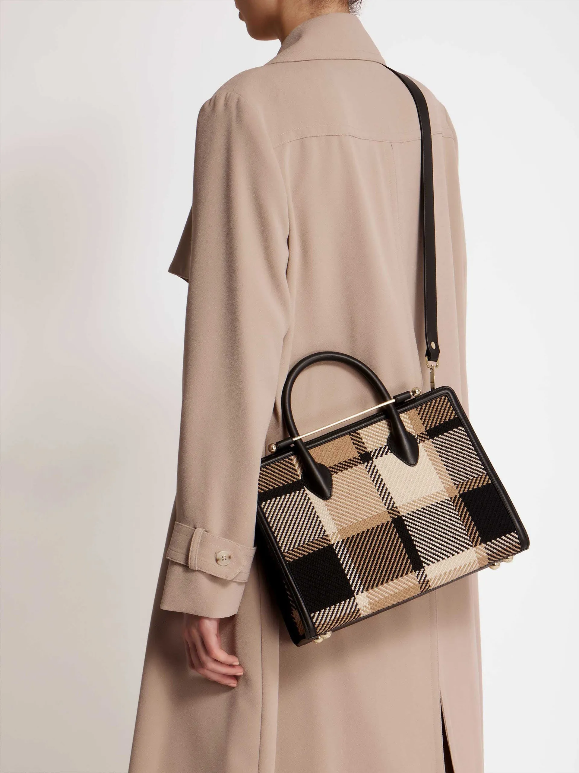 Black, camel tartan The strathberry midi tote bag