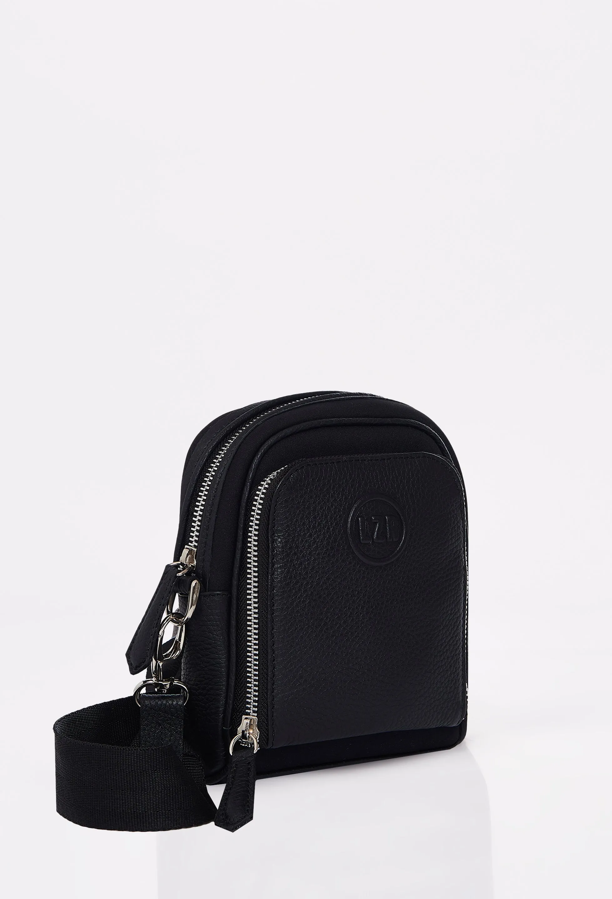 Black Everyday Neoprene & Leather Mini Crossbody Bag