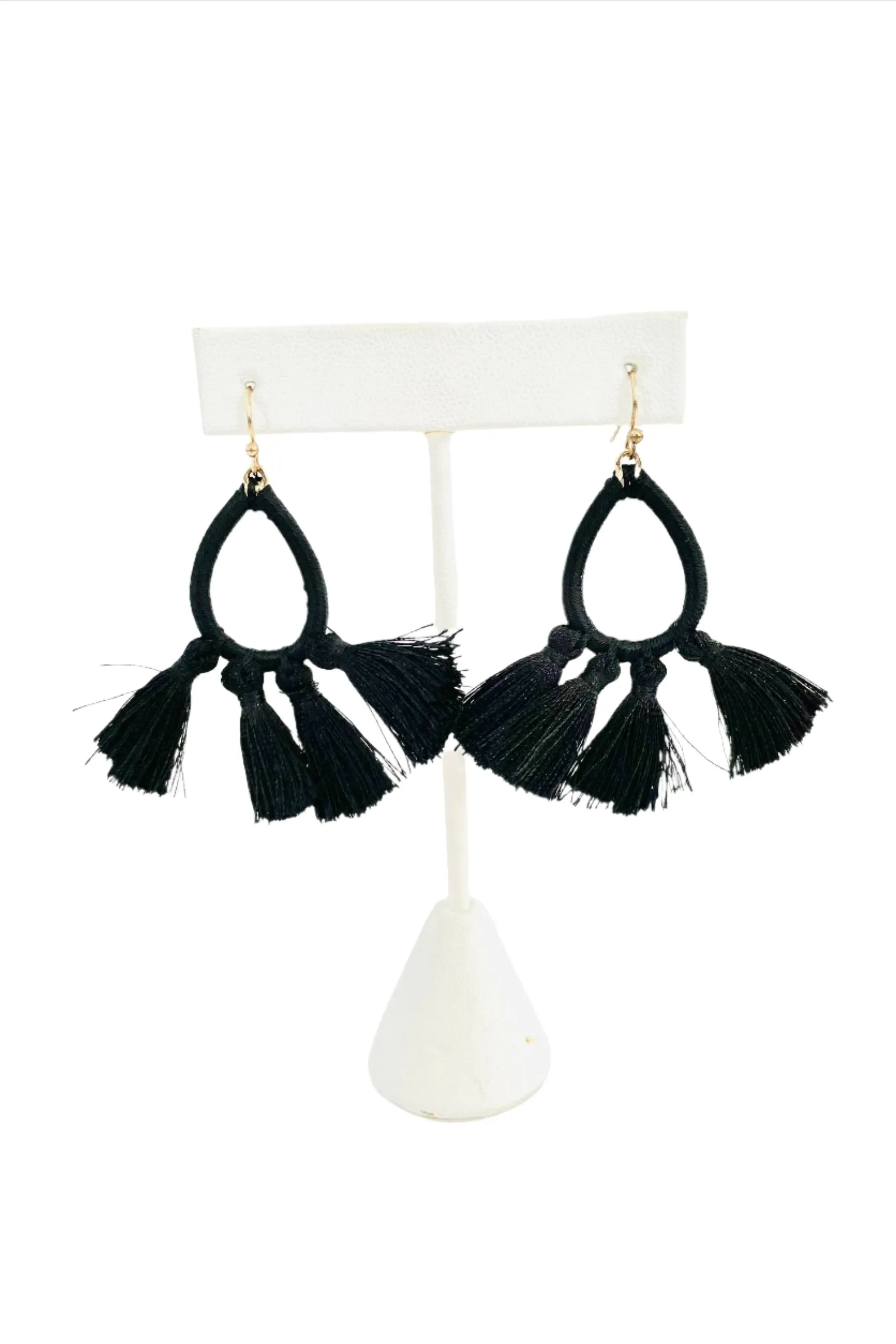 Black Fringe String Earrings