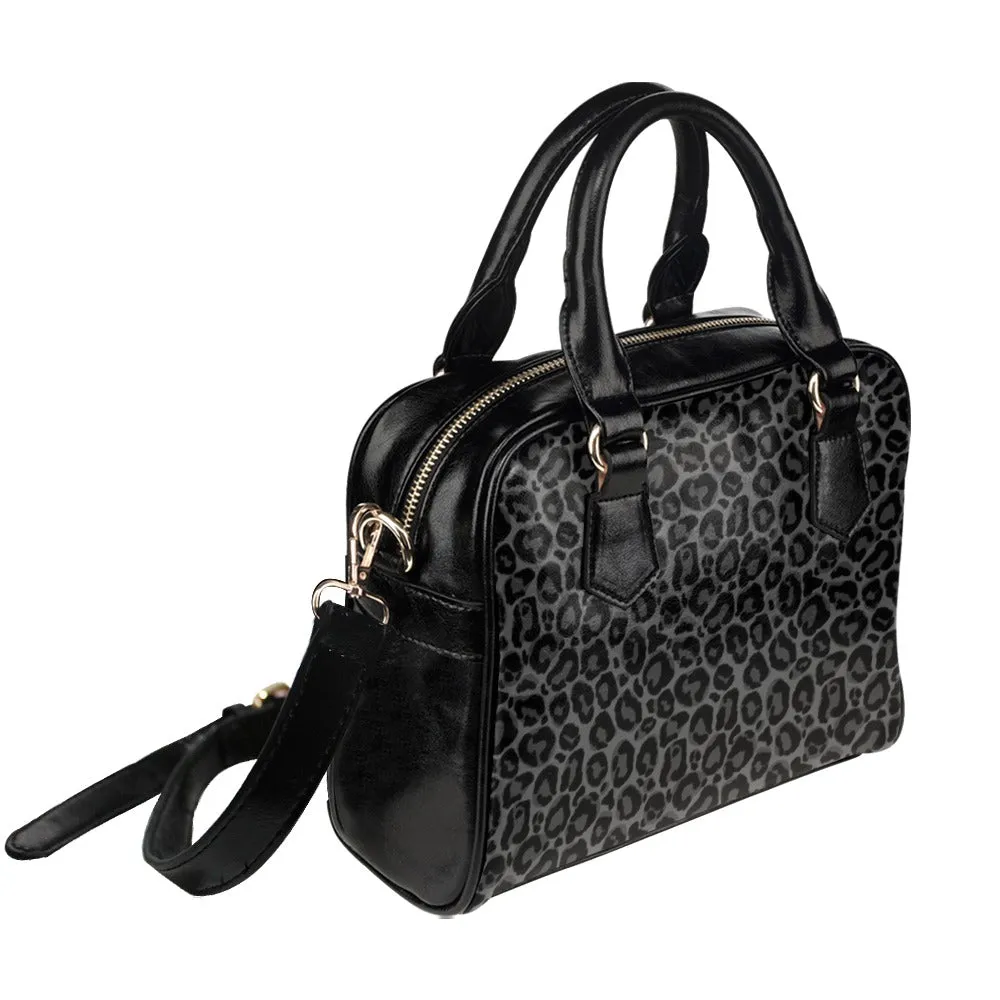 Black Leopard Purse, Animal Print Panther Cheetah Pattern Cute Small Shoulder Bag High Grade PU Leather Women Designer Handbag