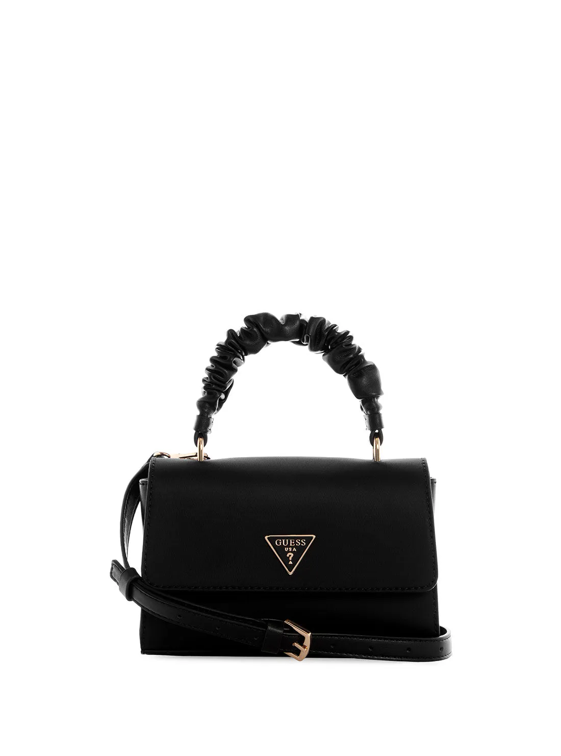 Black Mariana Ruched Crossbody Bag