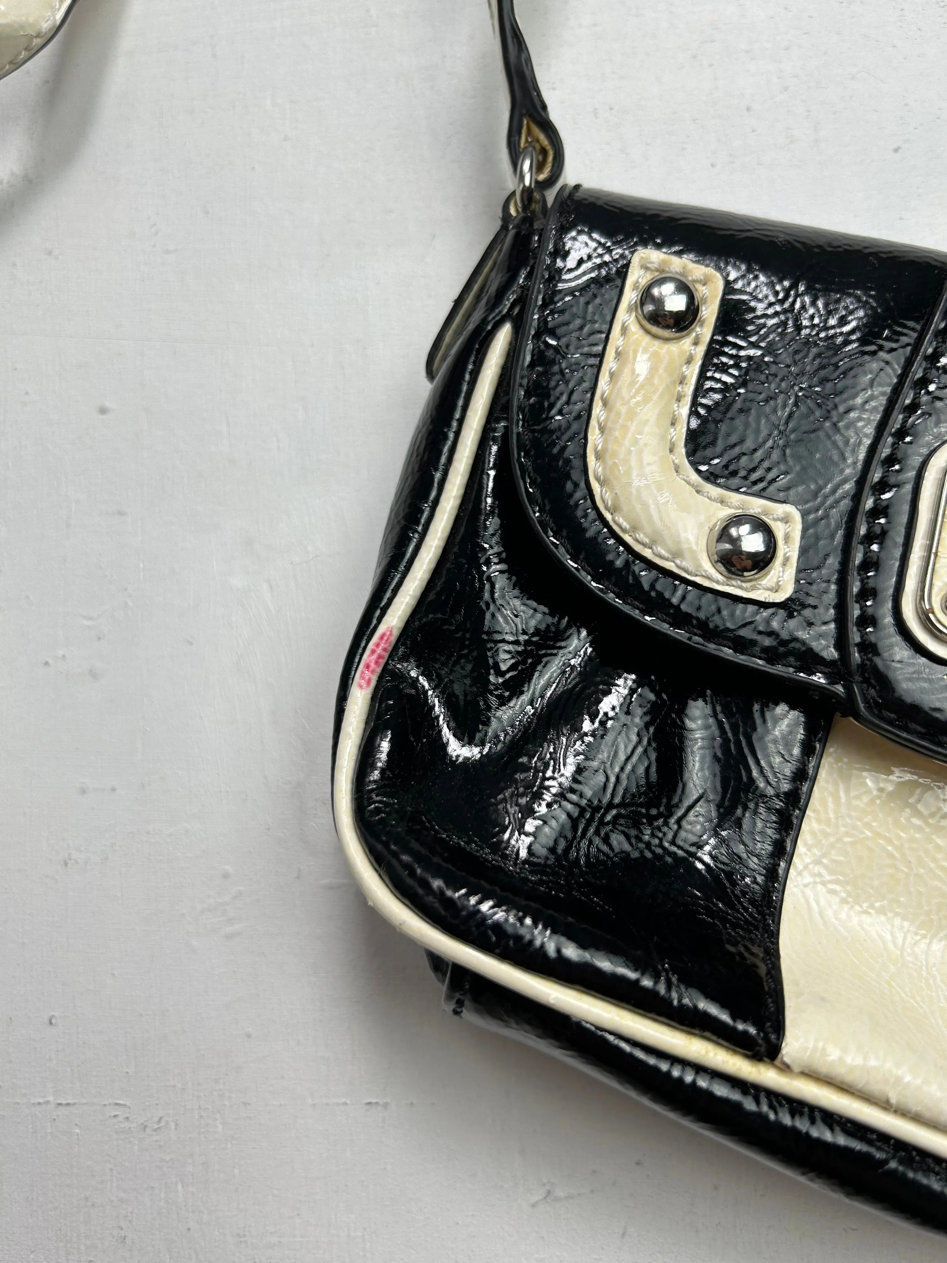 Black pvc leather y2k vintage crossbody bag