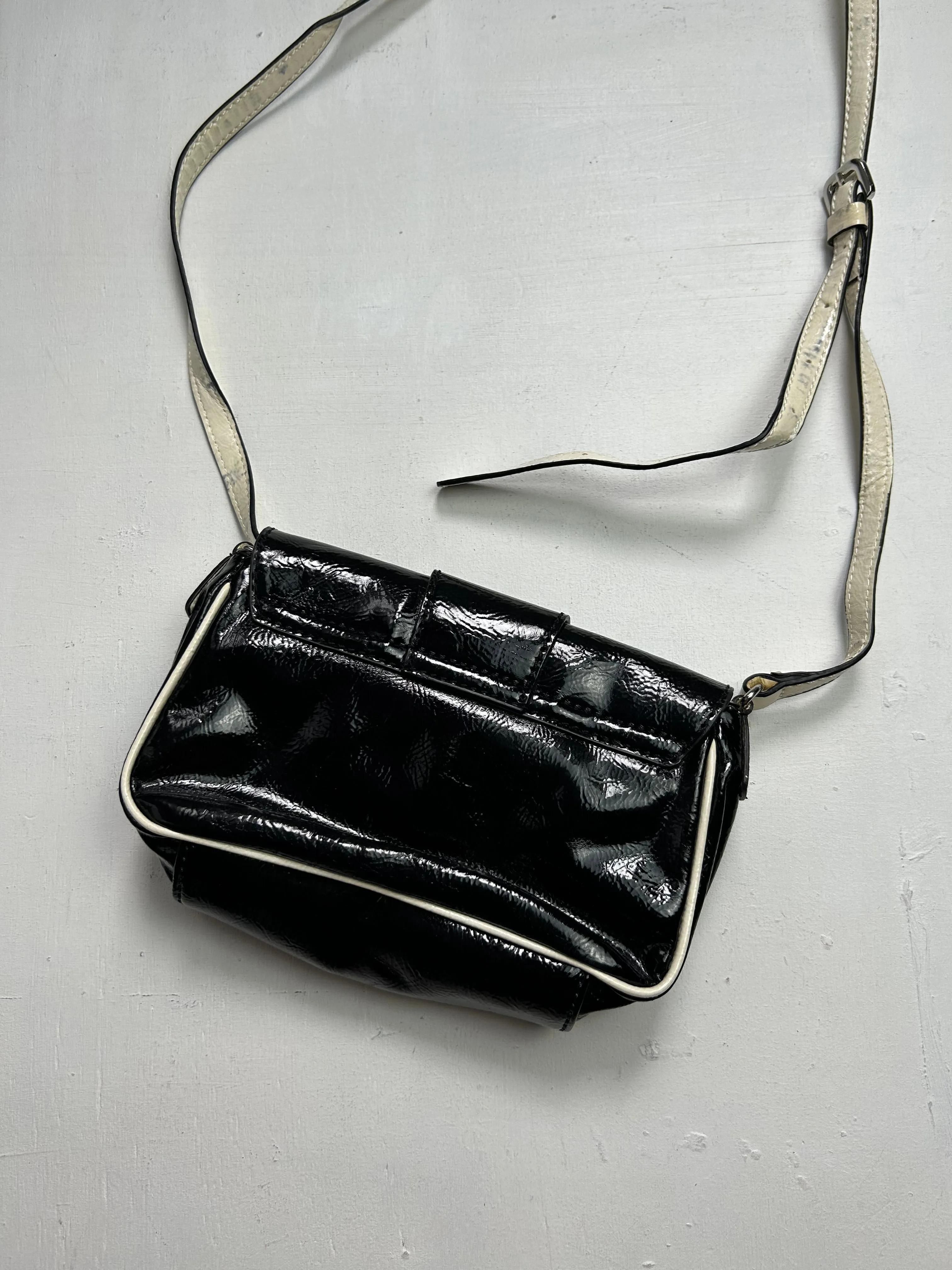 Black pvc leather y2k vintage crossbody bag