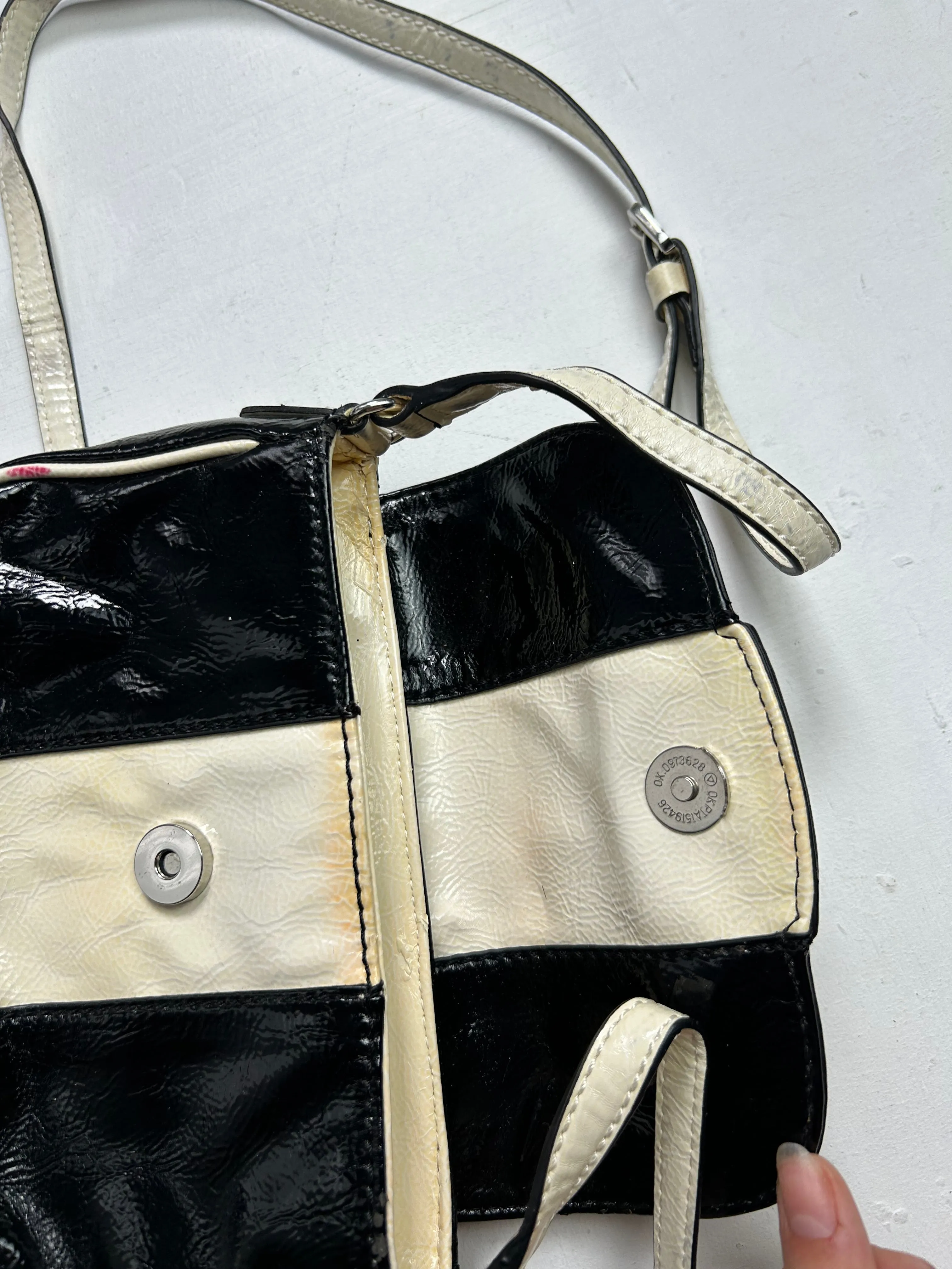 Black pvc leather y2k vintage crossbody bag