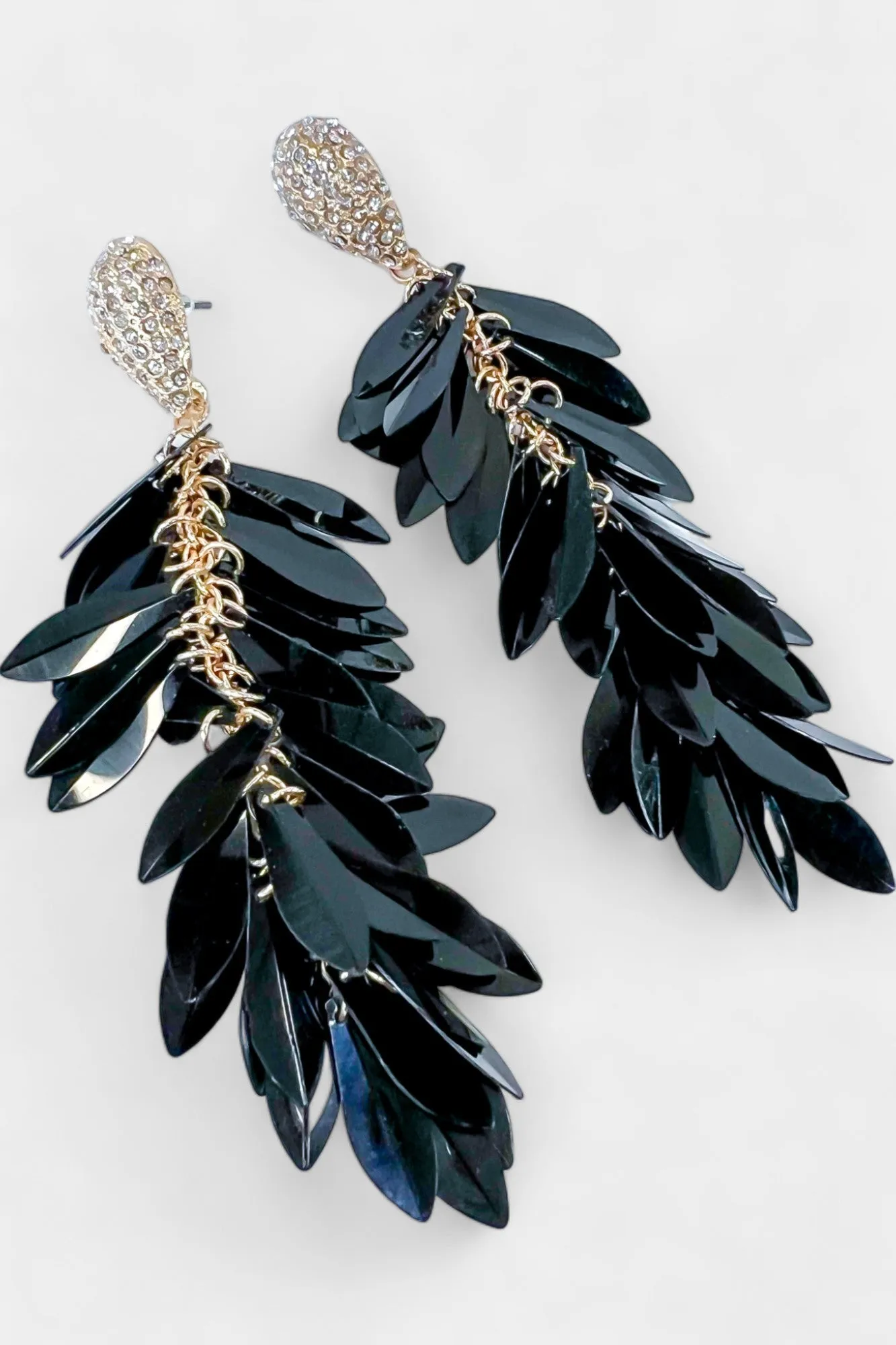 Black Sequin Fringe Earrings