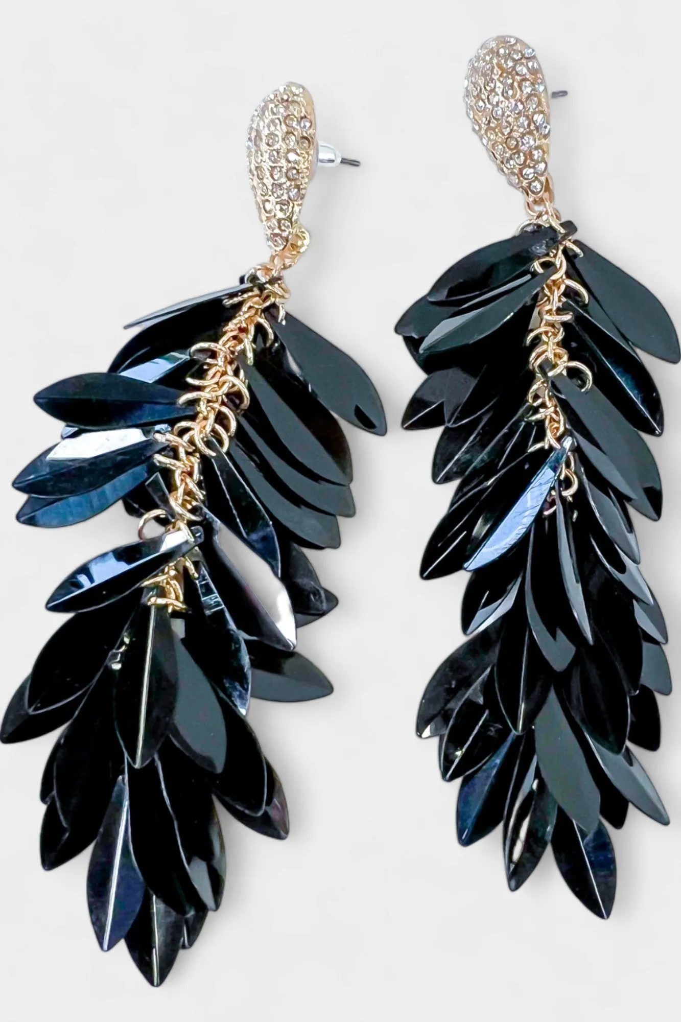 Black Sequin Fringe Earrings