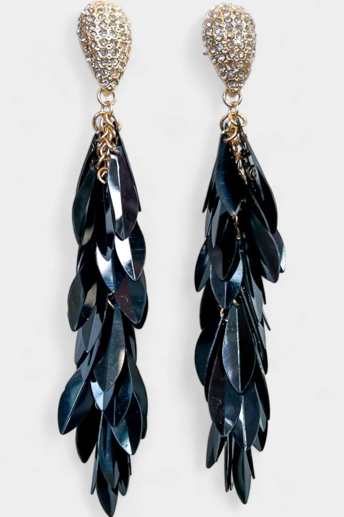 Black Sequin Fringe Earrings