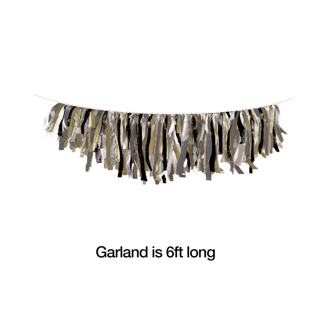 Black/Gold/Silver Tissue Fringe Garland