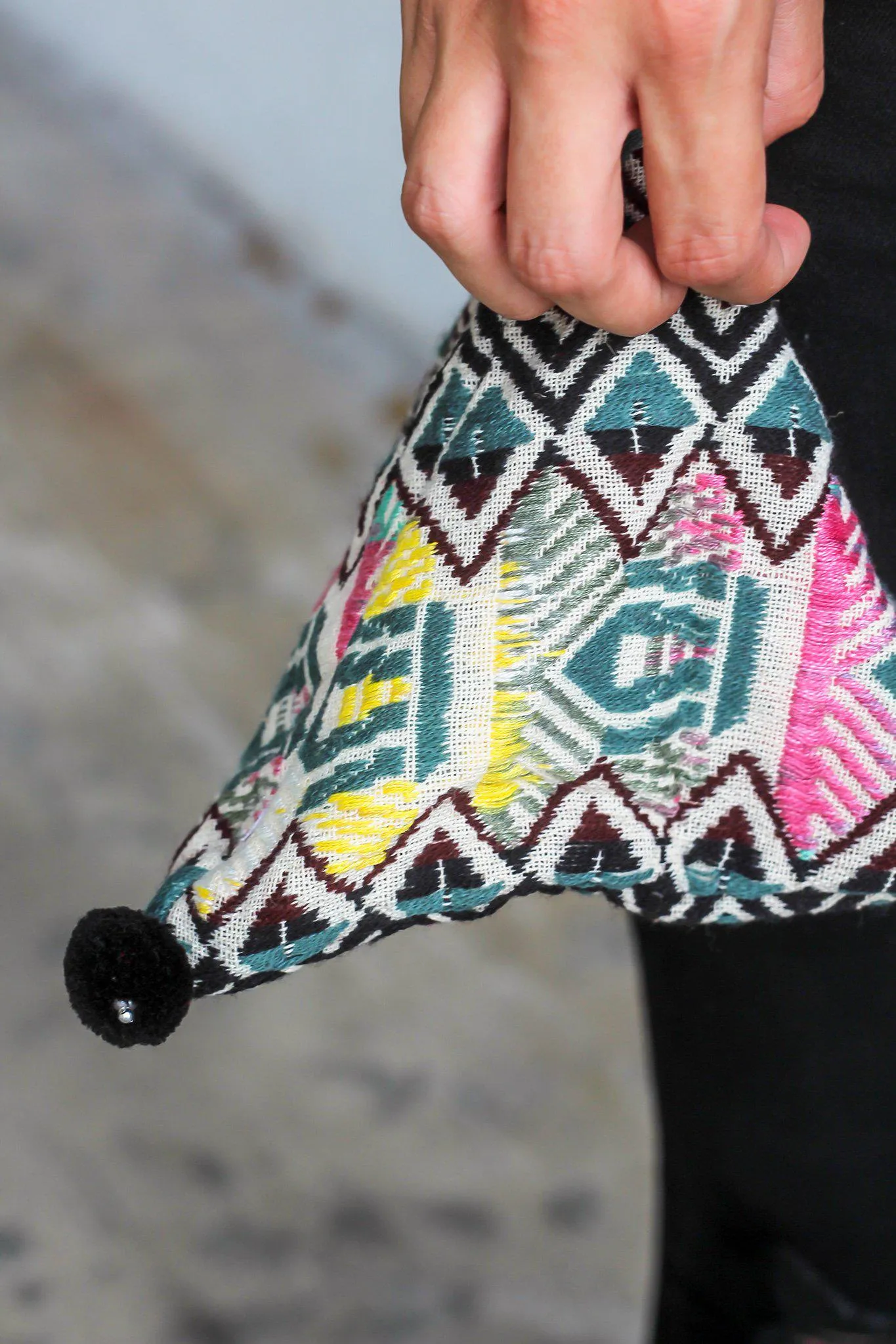 Black/Teal Multi Color Triangular Mini Bag