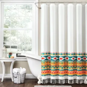 Boho Viviane Geo Fringe Shower Curtain