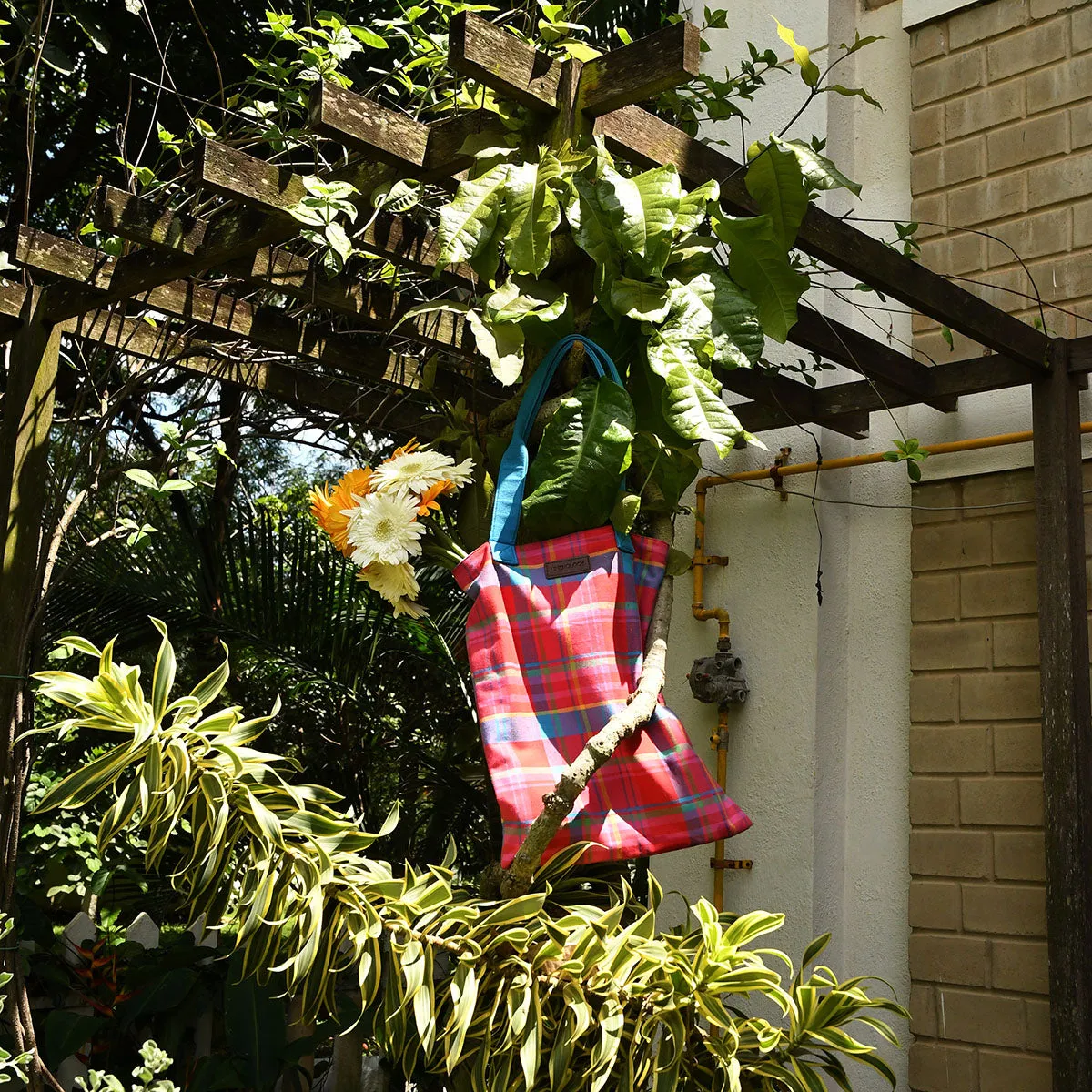 Book Bag - Manic Madras - Red